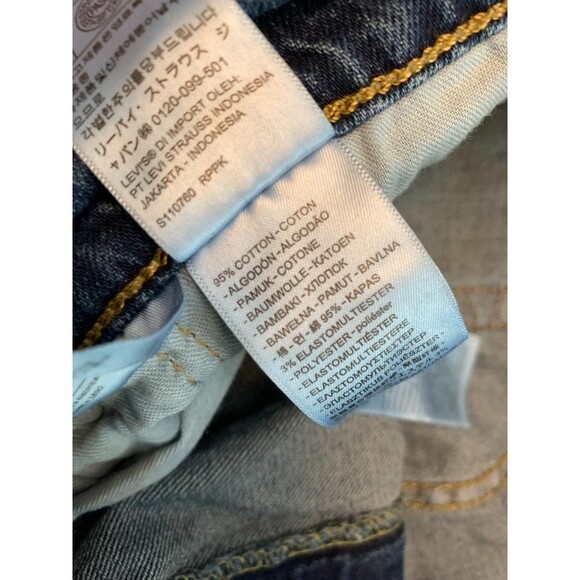 Levis 505 Jeans Mens 32x32 Straight Leg Whiskered Dark Wash Cotton Denim - Picture 7 of 9